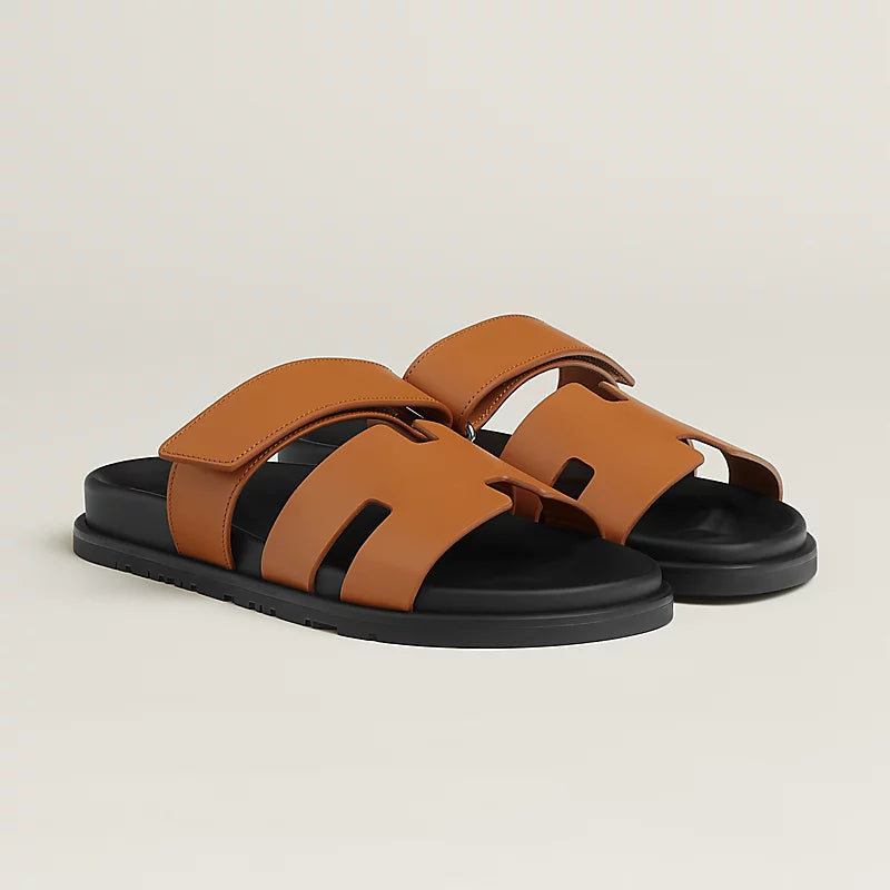 Hermes Chypre Sandal Noir  Black Orange