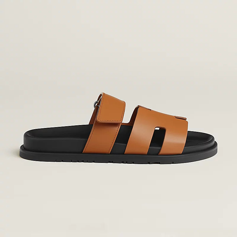 Hermes Chypre Sandal Noir  Black Orange