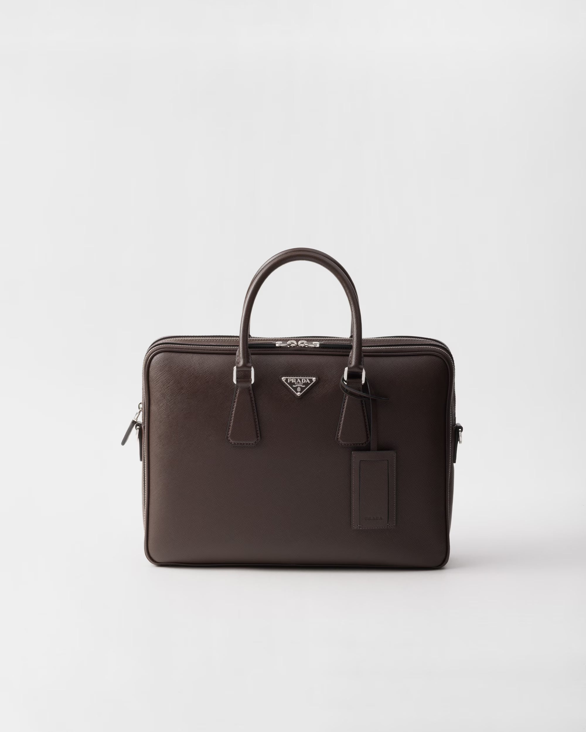 Messenger Prada Em Couro Saffiano Café