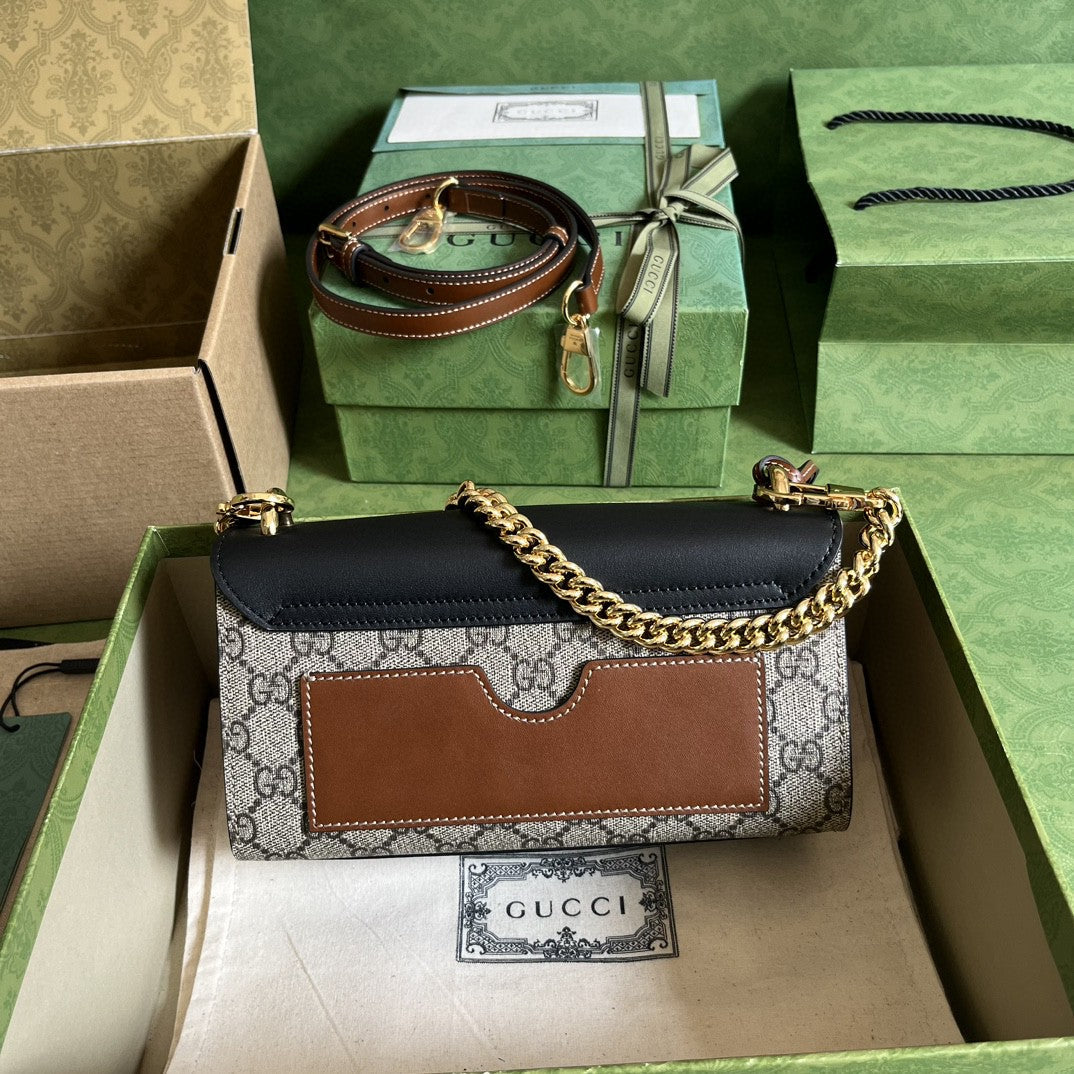Gucci Padlock Shoulder GG Supreme Medium Beige/Black (Pronta Entrega)