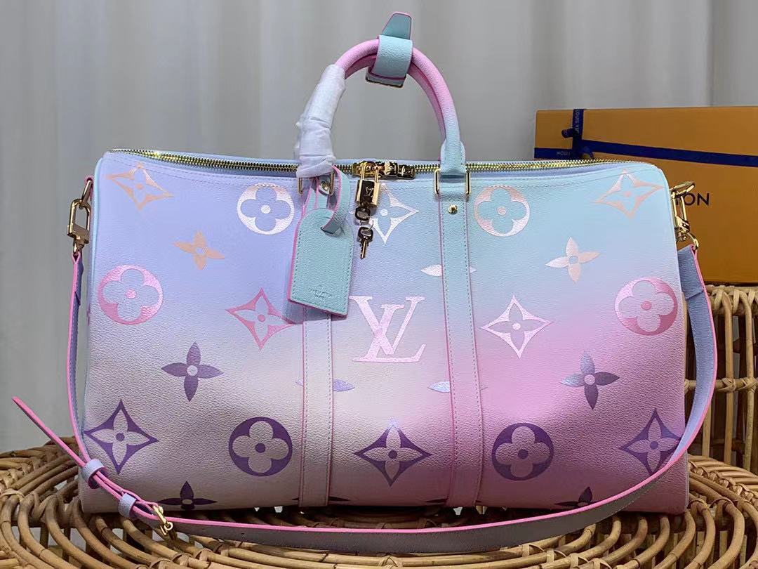 Louis Vuitton KEEPALL Blue Pink