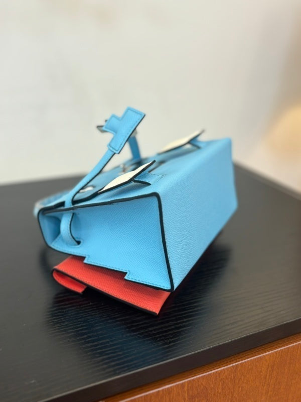 Bolsa Hermès Kelly Idole Kelly Doll in Lizard Blue