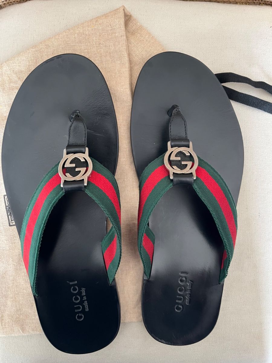 Gucci GG Interlocking Web Thong Flip Black