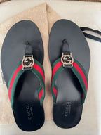 Gucci GG Interlocking Web Thong Flip Black