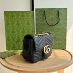 Gucci GG Marmont Mini Shoulder Bag Matelasse Chevron Black
