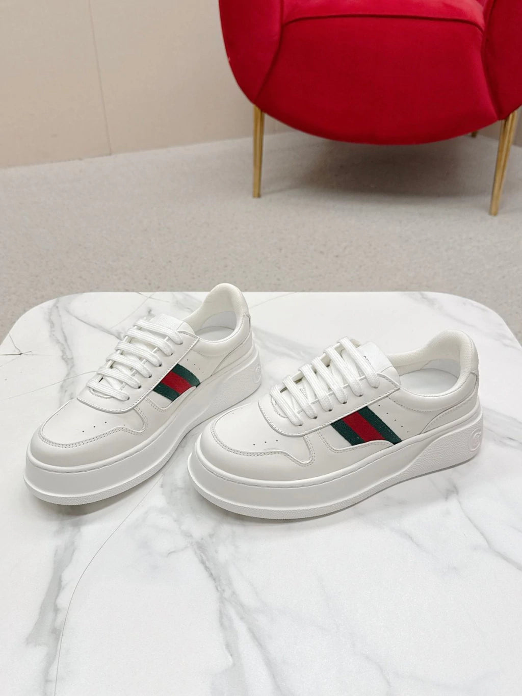 Gucci Chunky White Listras Logo Red Green (Pronta Entrega) Tamanho 42 e 43