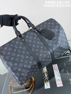 Bolsa Louis Vuitton Monogram Eclipse Keepall Silver Hardware