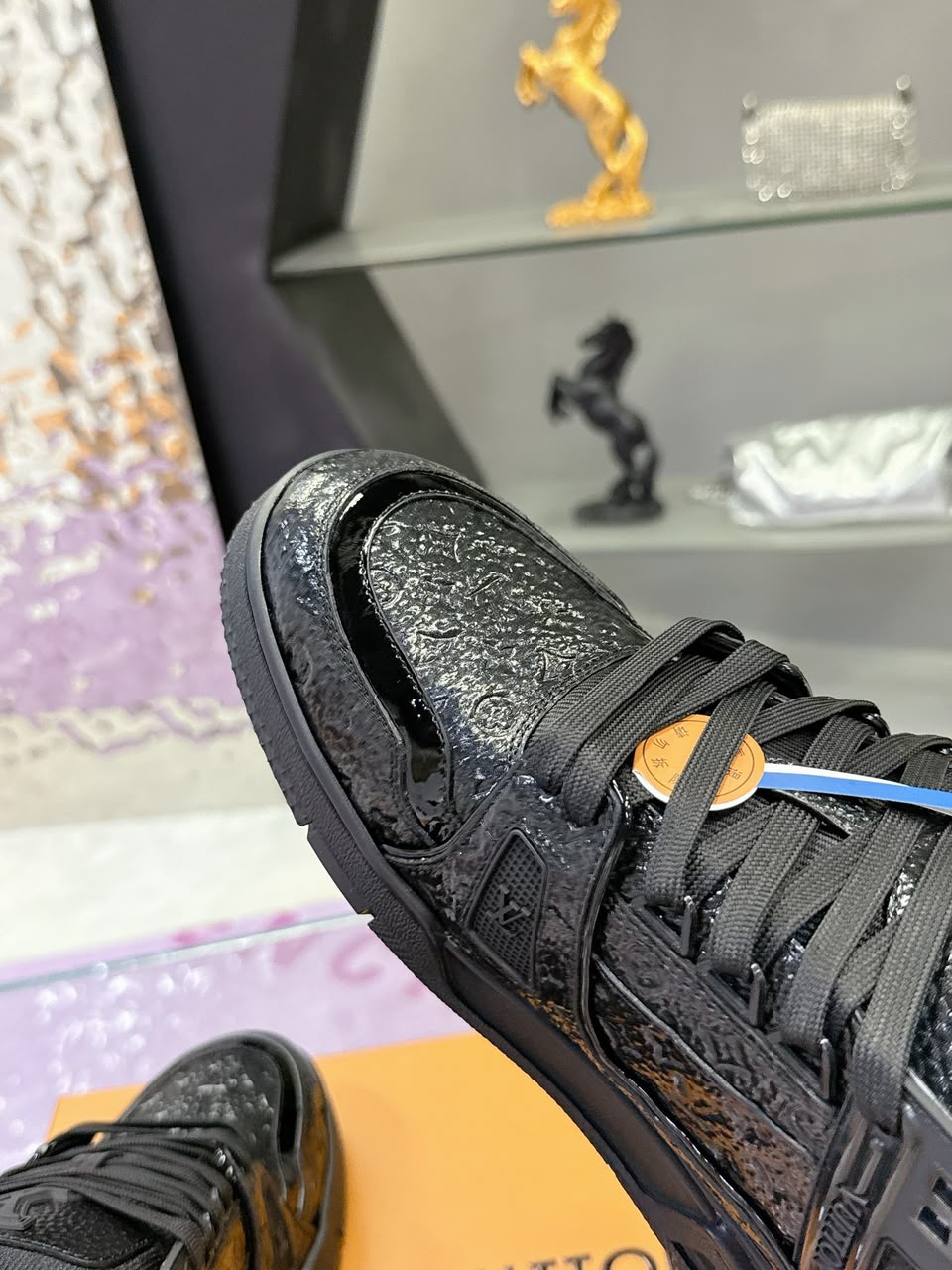 Louis Vuitton Trainer Sneaker Monogram Empreinte Leather Triple Black