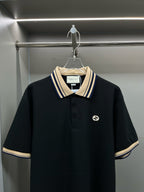 Polo Gucci Black Listra Beige Logo (Pronta Entrega0) Tamanho G e GG