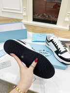 Prada Downtown Low Top Sneakers Leather White Black