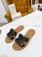 CELINE TRIOMPHE MULE in CALFSKIN Black