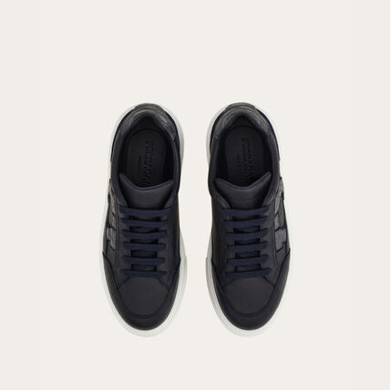 Tênis Ferragamo Low-Top Sneaker With Gancini Detail in Blue