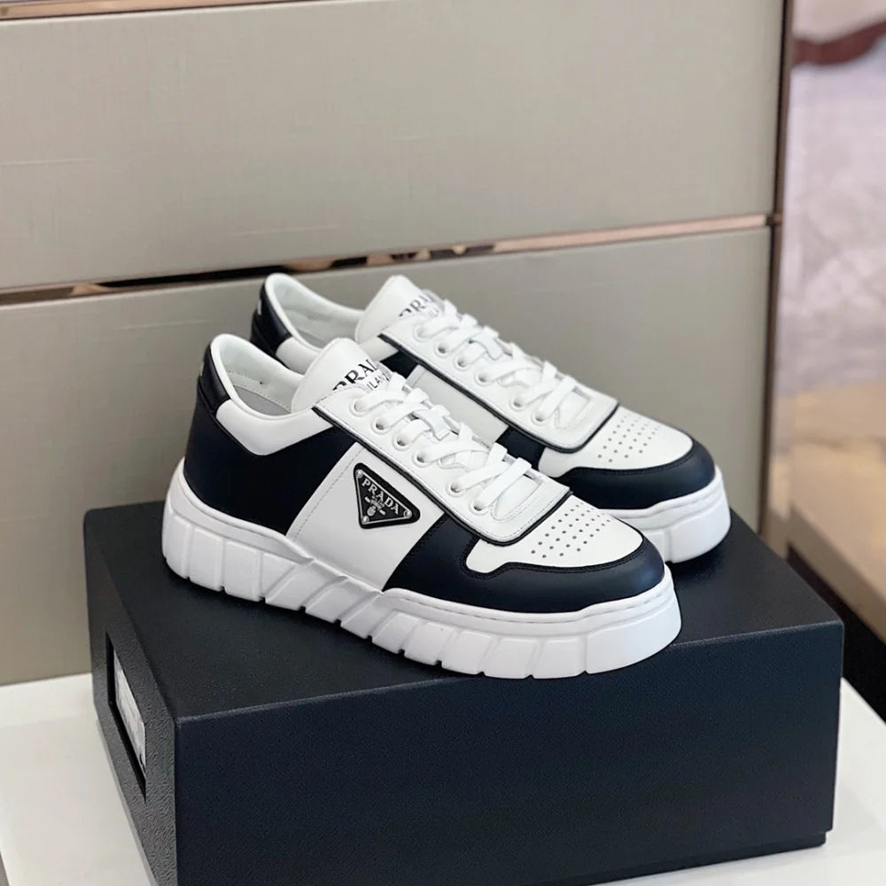 Prada Downtown Low Top Sneakers Black White