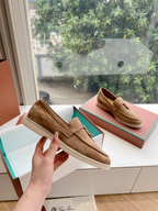 Loro Piana Summer Charms Walk Loafers Deerskin Brown
