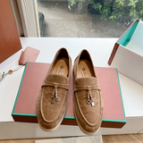 Loro Piana Summer Charms Walk Loafers Deerskin Brown