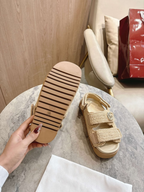 Sandália Gucci Raffia Cotton Crochet GG Sandals