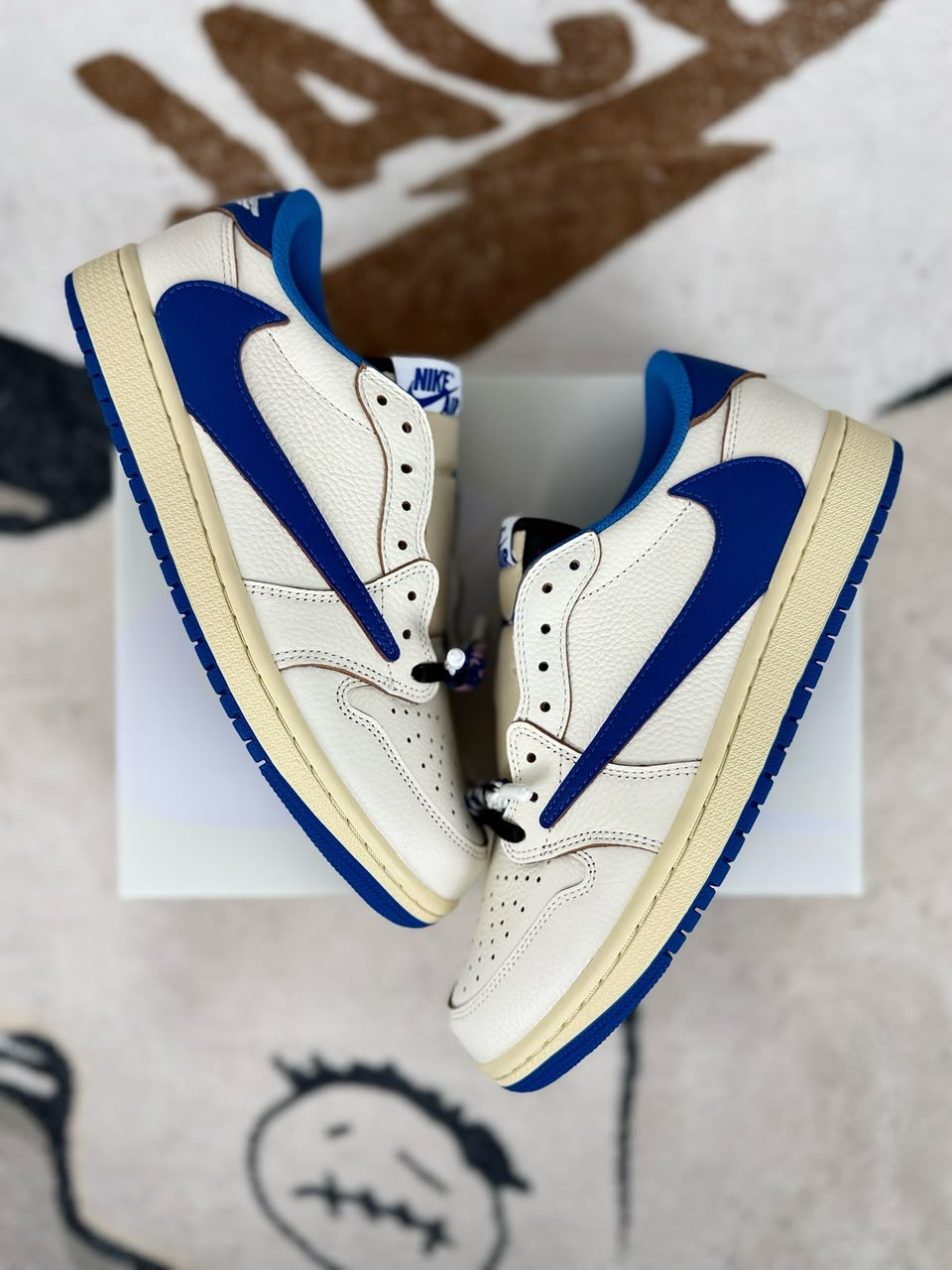 Nike Fragment x Travis Scott x Air Jordan 1 Low OG SP "Sail Military Blue"