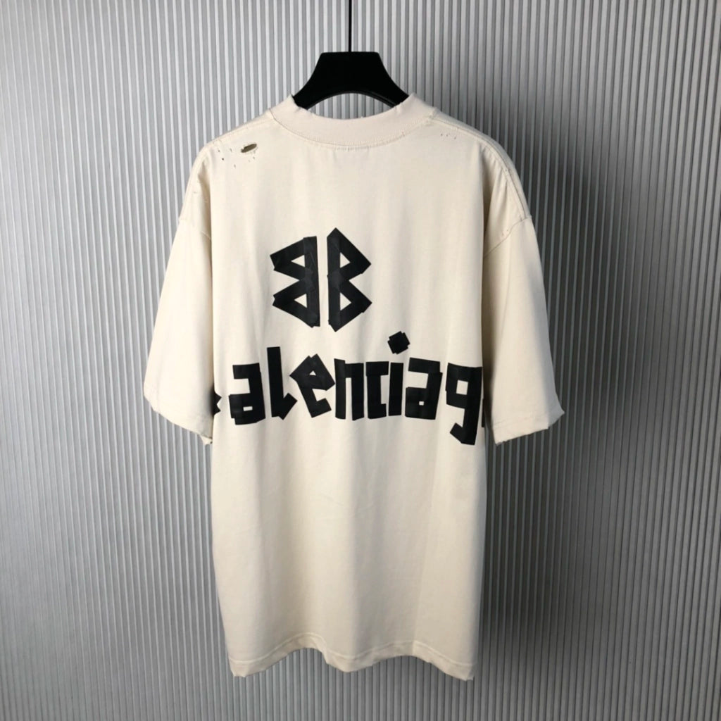 Camiseta Balenciaga Off White Logo Black (Pronta Entrega)
