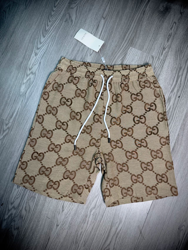 Shorts Gucci Beige Monogram Denim GG Gold