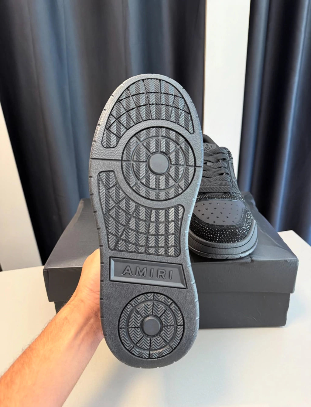 Tênis Amiri Black Crystals MA-1