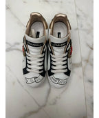 Dolce & Gabbana Portofino Graffiti-Print Sneakers Gold (Pronta Entrega) Tamanho 35