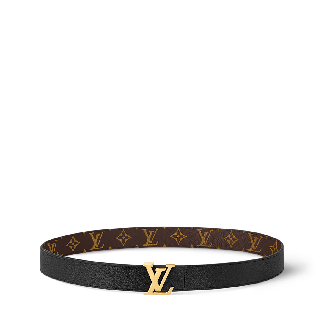Cinto Lv Black logo Gold Dupla face