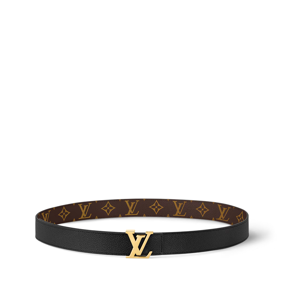 Cinto Lv Black logo Gold Dupla face