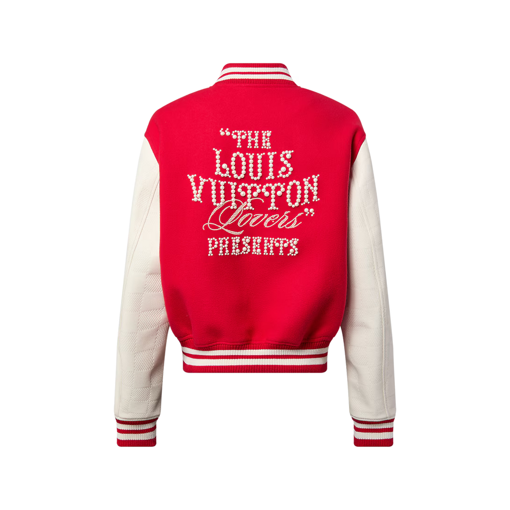 Jaqueta Varsity Louis Vuitton Red Signature Damier Pearl (Pronta Entrega) Tamanho GG