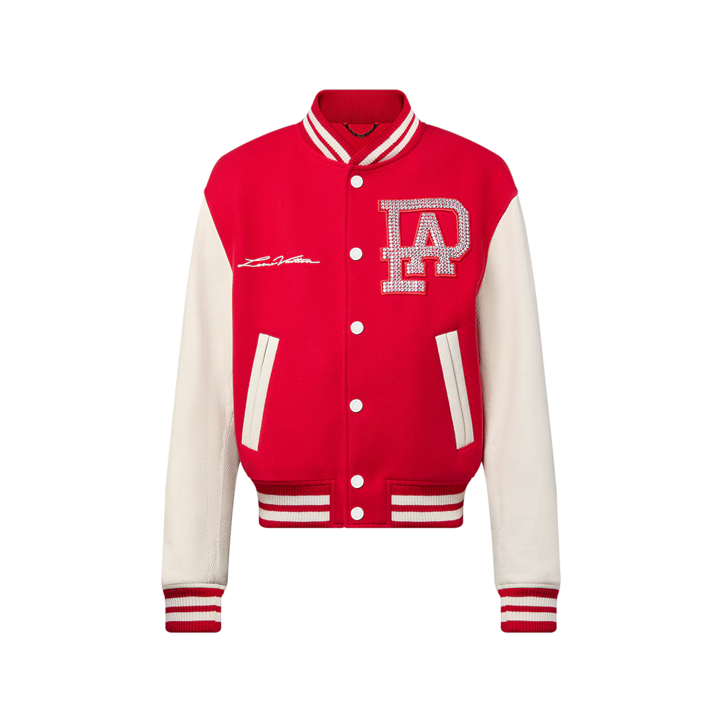 Jaqueta Varsity Louis Vuitton Red Signature Damier Pearl (Pronta Entrega) Tamanho GG