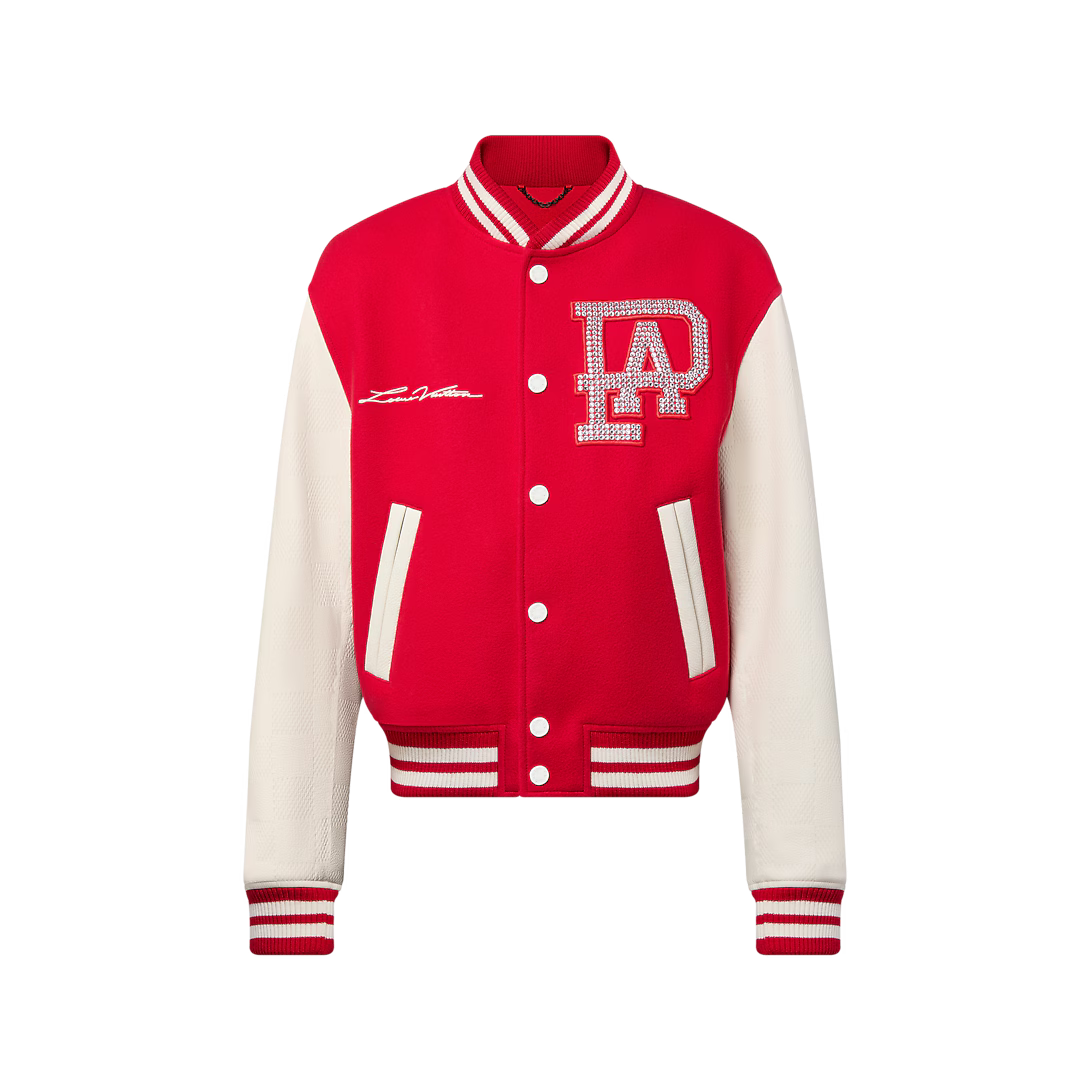 Jaqueta Varsity Louis Vuitton Red Signature Damier Pearl (Pronta Entrega) Tamanho GG