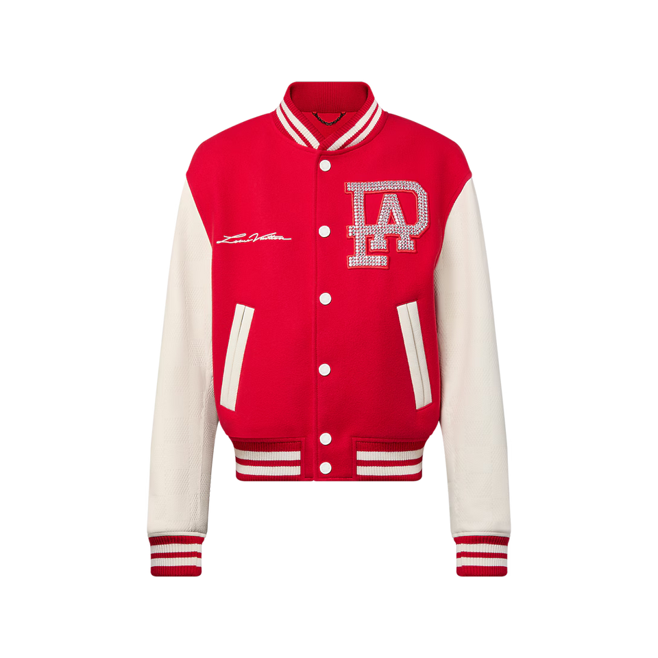 Jaqueta Varsity Louis Vuitton Red Signature Damier Pearl (Pronta Entrega) Tamanho GG