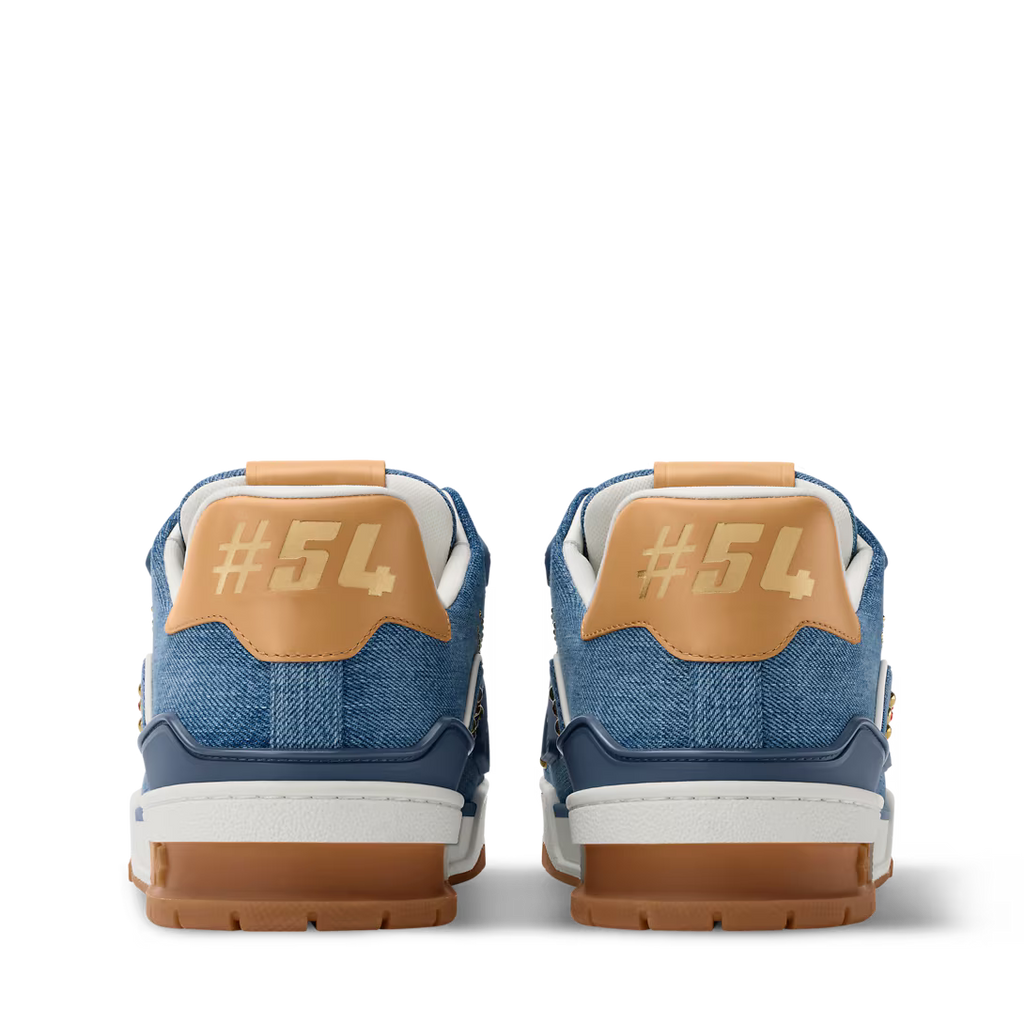 Louis Vuitton Trainer Sneaker Denim Blue com tachas Swarovski