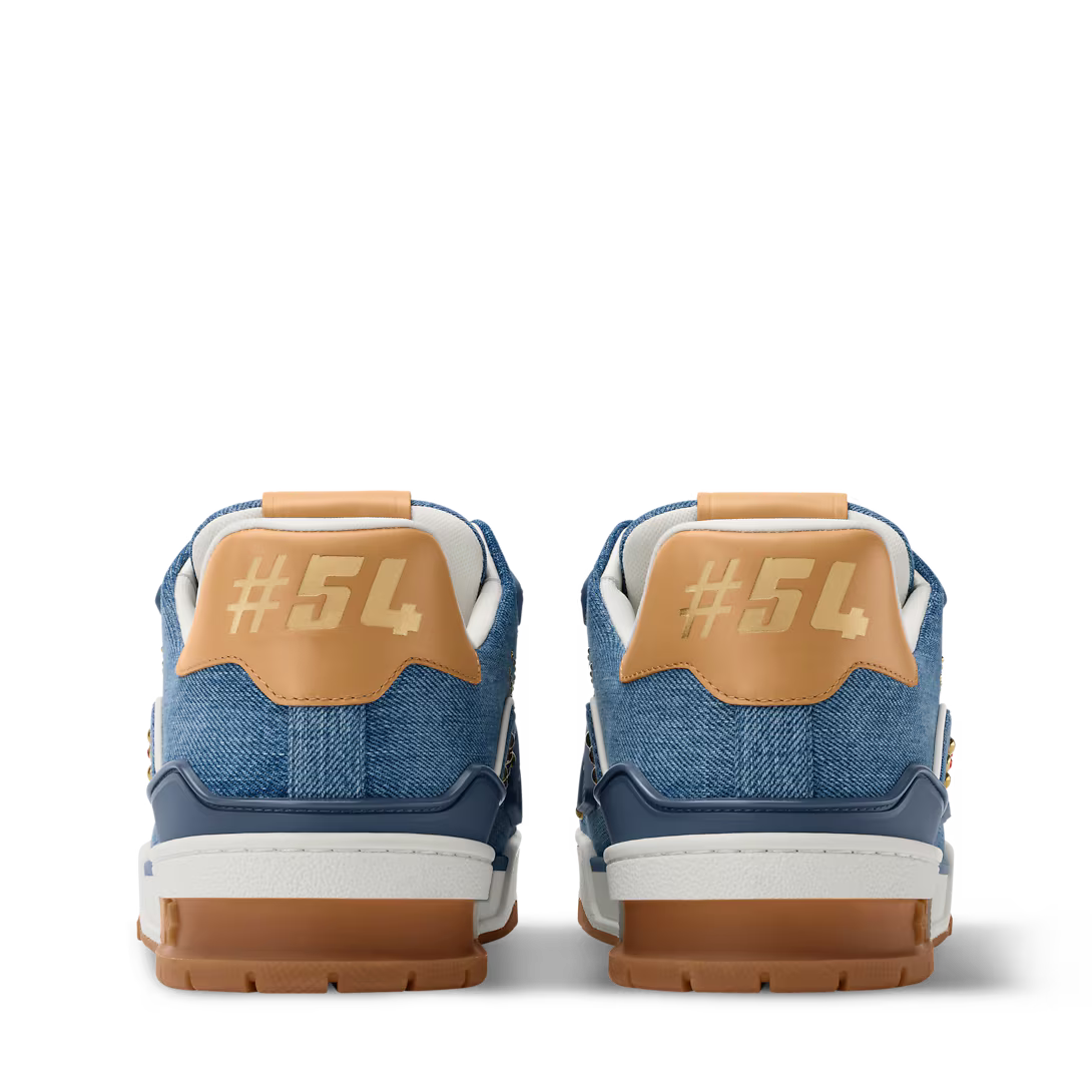 Louis Vuitton Trainer Sneaker Denim Blue com tachas Swarovski
