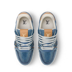 Louis Vuitton Trainer Sneaker Denim Blue com tachas Swarovski