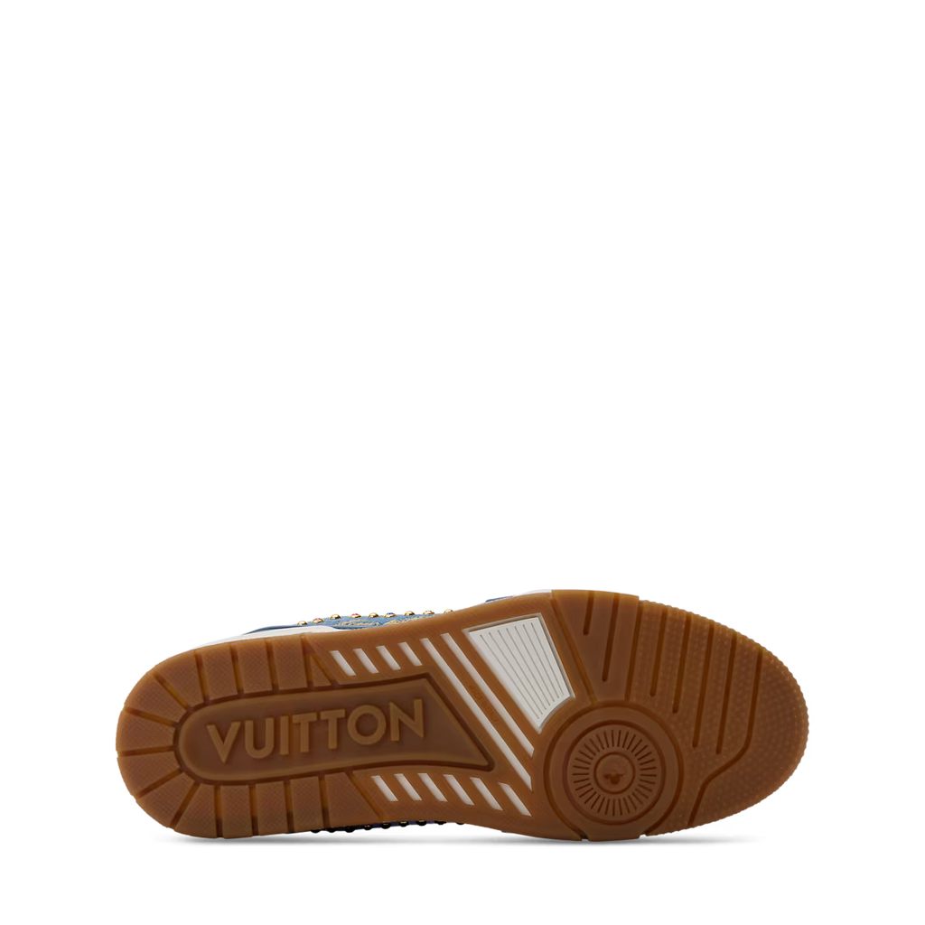 Louis Vuitton Trainer Sneaker Denim Blue com tachas Swarovski