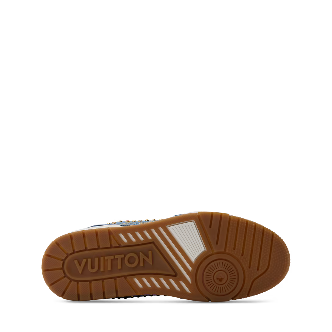 Louis Vuitton Trainer Sneaker Denim Blue com tachas Swarovski