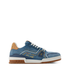 Louis Vuitton Trainer Sneaker Denim Blue com tachas Swarovski