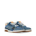 Louis Vuitton Trainer Sneaker Denim Blue com tachas Swarovski