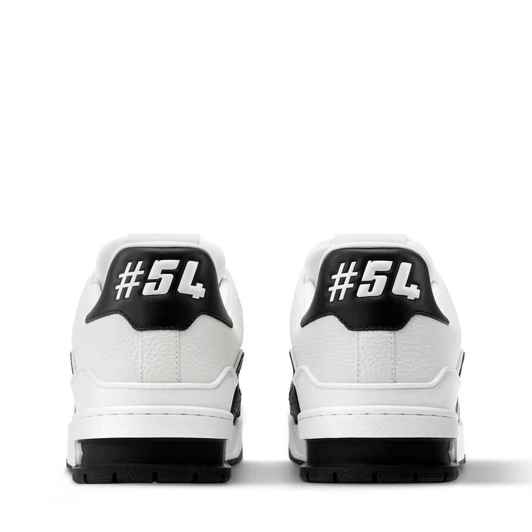 LV Trainer White Black Couro Texturizado