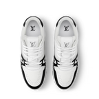 LV Trainer White Black Couro Texturizado