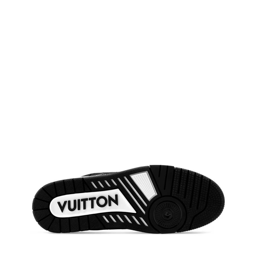 LV Trainer White Black Couro Texturizado