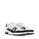 LV Trainer White Black Couro Texturizado