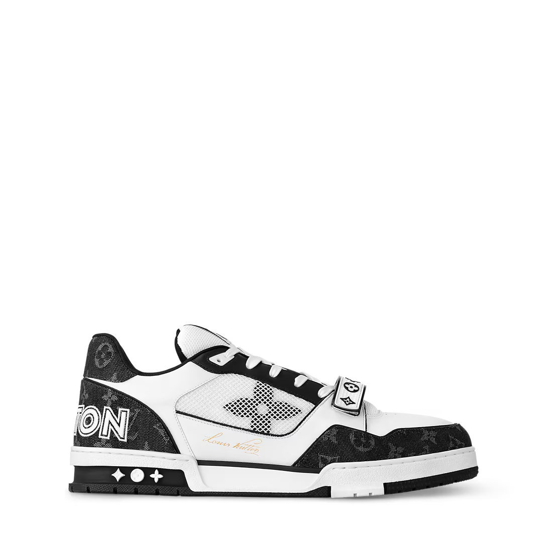 Louis Vuitton LV Trainer Low Velcro Strap Monogram Denim Black White