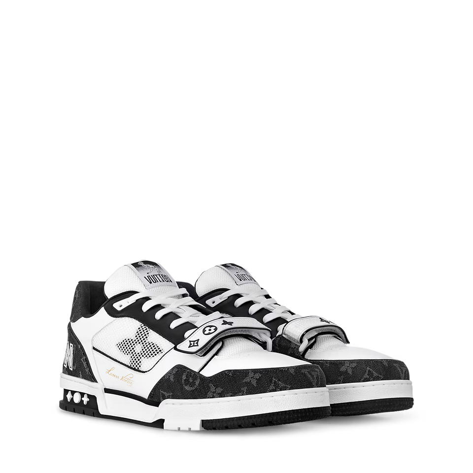 Louis Vuitton LV Trainer Low Velcro Strap Monogram Denim Black White