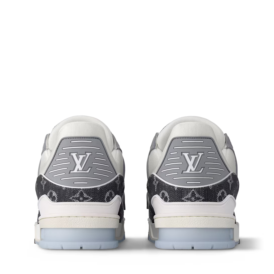 Louis Vuitton LV Trainer Grey Monogram Denim  White