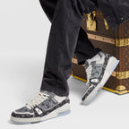 Louis Vuitton LV Trainer Grey Monogram Denim  White