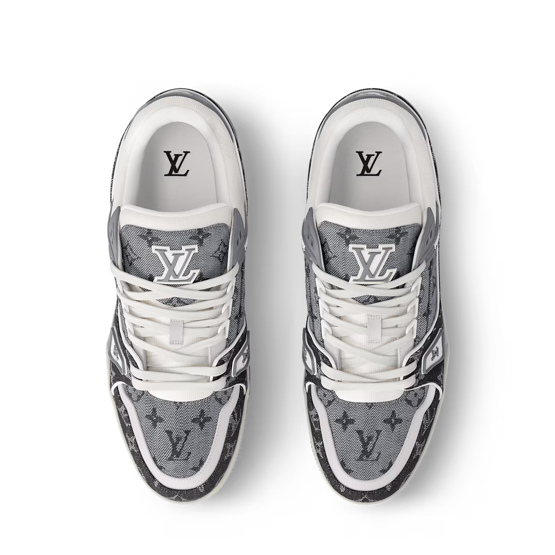 Louis Vuitton LV Trainer Grey Monogram Denim  White