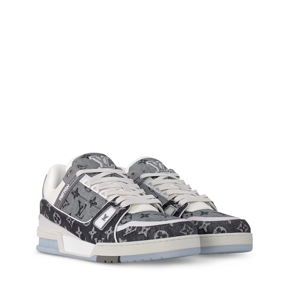 Louis Vuitton LV Trainer Grey Monogram Denim  White