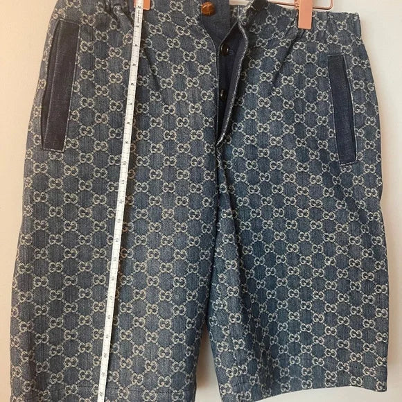 Shorts Gucci Jacquard Denim Blue GG