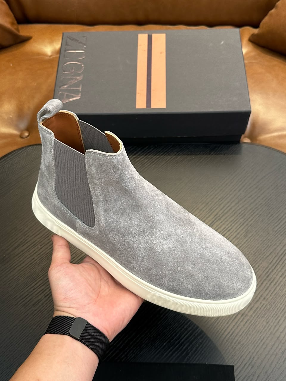 Tênis Zegna Scarrosso Chelsea Suede Brad